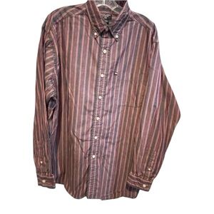 Ralph Lauren Jeans Co Men's Button Up Cotton Dress Shirt Top Large Striped